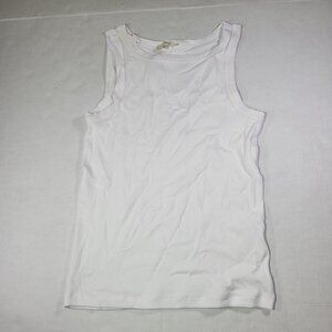 Madewell Women Cotton White Brightside High Neck Ribbed Tank Top Size S